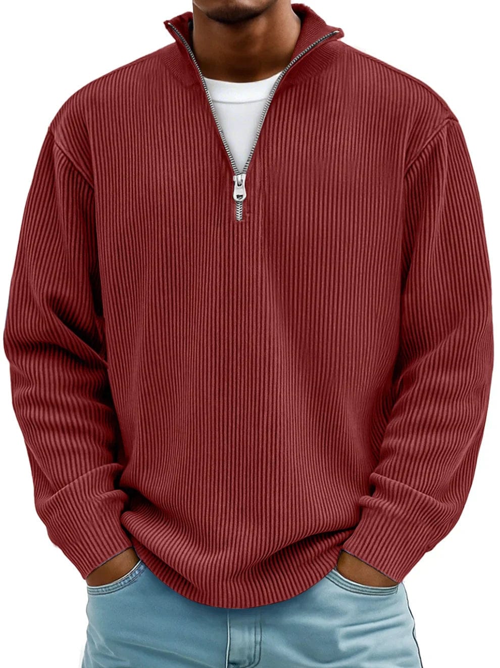 André Ferran™ | Premium cotton ribbed half-zip pullover