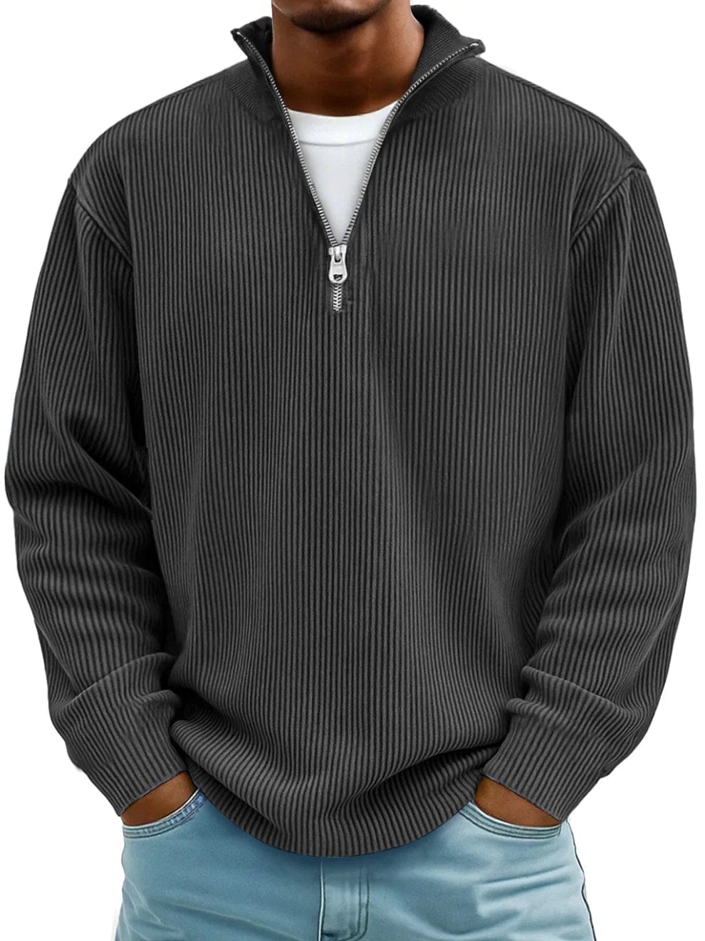 André Ferran™ | Premium cotton ribbed half-zip pullover