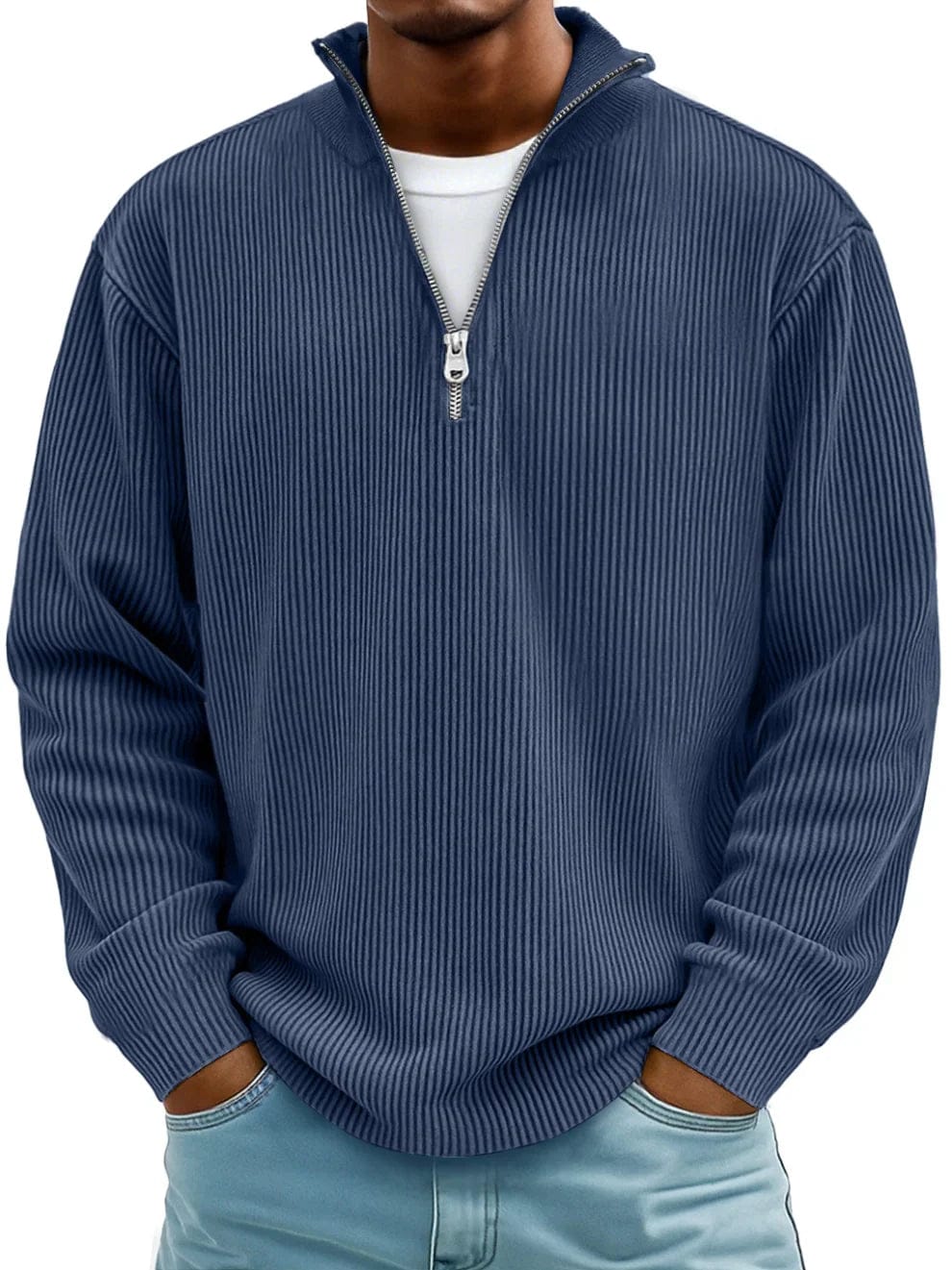 André Ferran™ | Premium cotton ribbed half-zip pullover