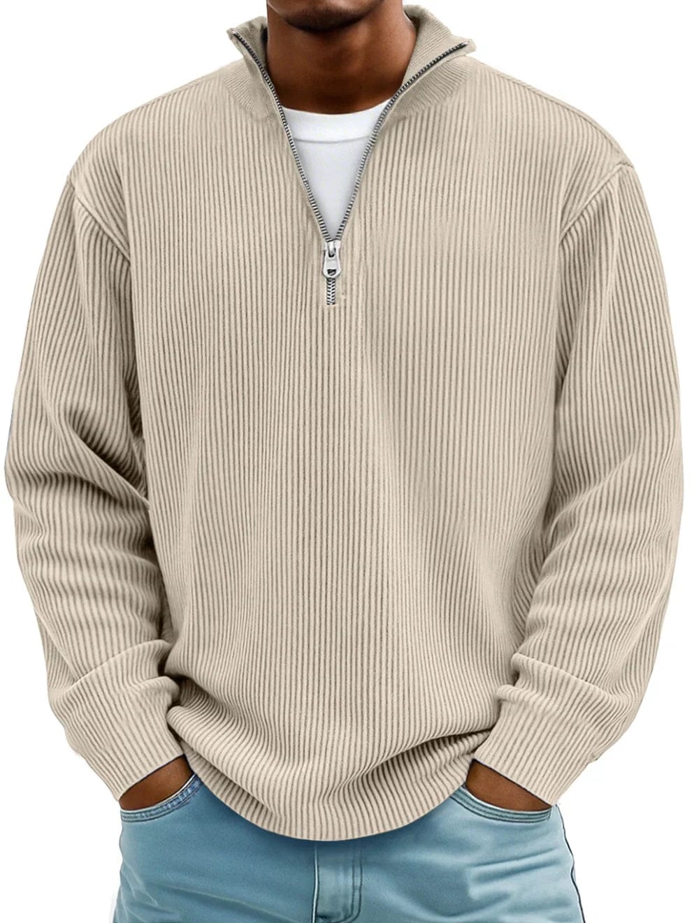 André Ferran™ | Premium cotton ribbed half-zip pullover