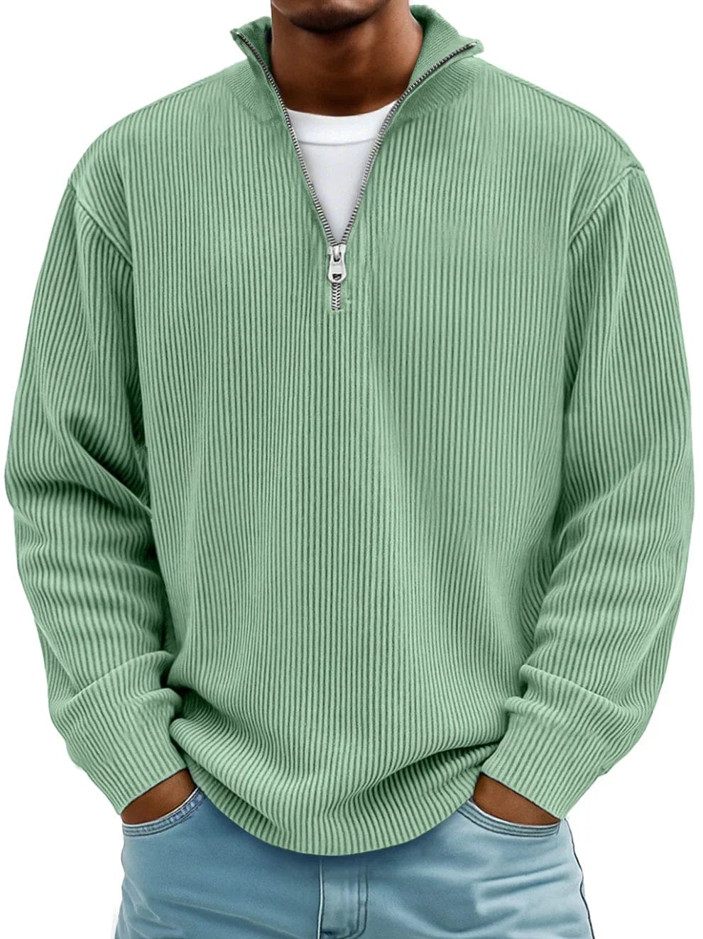 André Ferran™ | Premium cotton ribbed half-zip pullover