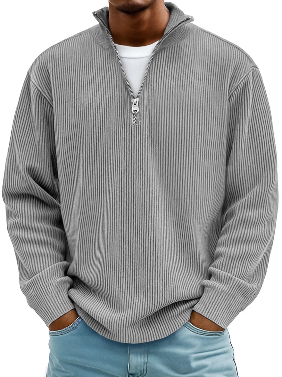 André Ferran™ | Premium cotton ribbed half-zip pullover