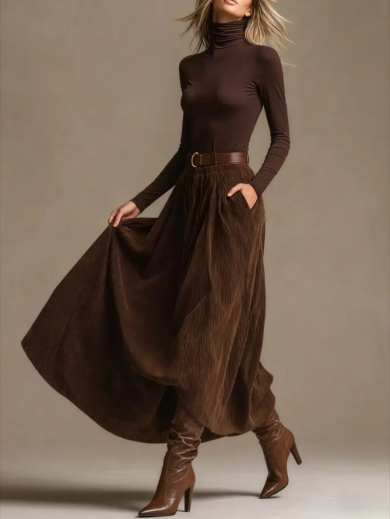Aveline™ | Two-Piece Set (Turtleneck & Maxi Skirt)