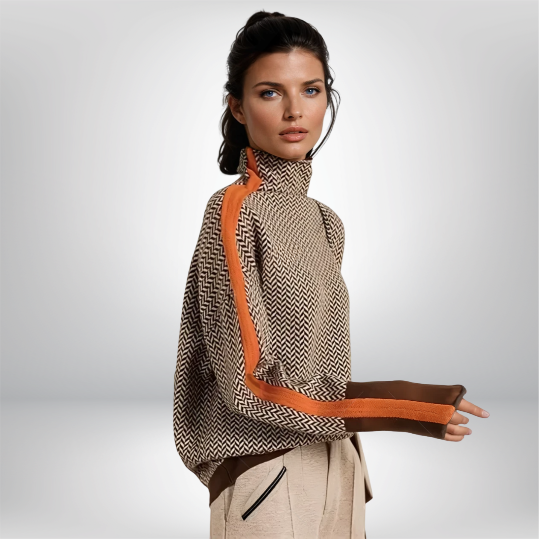 Aurelia™ | Contrast stripe jacquard turtleneck