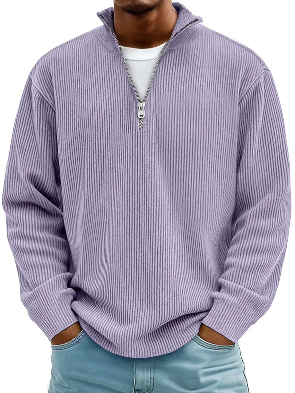 André Ferran™ | Premium cotton ribbed half-zip pullover