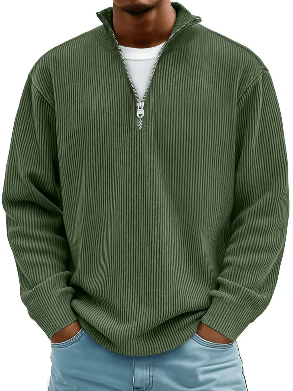 André Ferran™ | Premium cotton ribbed half-zip pullover